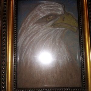 Original Majestic Eagle Framed Art in Gold and Brown